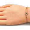 Pulsera Bolo Ajustable 03.313.0036.11 Oro Laminado, Diseño de Paperclip, con Blanca Micro Pave, Pulido, Tono Dorado (01 MM Thickness, 11 Inches Length)