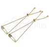 Pulsera Bolo Ajustable 03.313.0036.11 Oro Laminado, Diseño de Paperclip, con Blanca Micro Pave, Pulido, Tono Dorado (01 MM Thickness, 11 Inches Length)