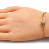 Pulsera Bolo Ajustable 03.313.0036.1.11 Oro Laminado, Diseño de Paperclip, con Multicolor Micro Pave, Pulido, Tono Dorado (01 MM Thickness, 11 Inches Length)