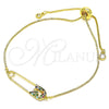 Pulsera Bolo Ajustable 03.313.0036.1.11 Oro Laminado, Diseño de Paperclip, con Multicolor Micro Pave, Pulido, Tono Dorado (01 MM Thickness, 11 Inches Length)