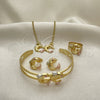 Juego de Arete y Dije de Nino 06.361.0021 Oro Laminado, Diseño de Delfín, con Cristal Rosado, Pulido, Tres Tonos