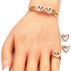 Juego de Arete y Dije de Nino 06.361.0024 Oro Laminado, Diseño de Corazón, Pulido, Tres Tonos