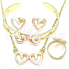 Juego de Arete y Dije de Nino 06.361.0024 Oro Laminado, Diseño de Corazón, Pulido, Tres Tonos