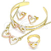 Juego de Arete y Dije de Nino 06.361.0024 Oro Laminado, Diseño de Corazón, Pulido, Tres Tonos
