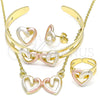 Juego de Arete y Dije de Nino 06.361.0024 Oro Laminado, Diseño de Corazón, Pulido, Tres Tonos