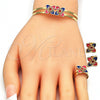 Juego de Arete y Dije de Nino 06.361.0030 Oro Laminado, Diseño de Flor, Esmaltado Multicolor, Tono Dorado