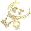 Juego de Arete y Dije de Nino 06.361.0035 Oro Laminado, Diseño de Flor, Pulido, Tres Tonos