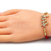 Pulsera Bolo Ajustable 03.299.0090.12 Oro Laminado, Diseño de Niñita Pequeña y Niñito Pequeño, con Blanca Micro Pave, Pulido, Tono Dorado (03 MM Thickness, 12 Inches Length)