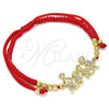 Pulsera Bolo Ajustable 03.299.0090.12 Oro Laminado, Diseño de Niñita Pequeña y Niñito Pequeño, con Blanca Micro Pave, Pulido, Tono Dorado (03 MM Thickness, 12 Inches Length)