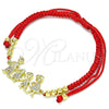 Pulsera Bolo Ajustable 03.299.0090.12 Oro Laminado, Diseño de Niñita Pequeña y Niñito Pequeño, con Blanca Micro Pave, Pulido, Tono Dorado (03 MM Thickness, 12 Inches Length)