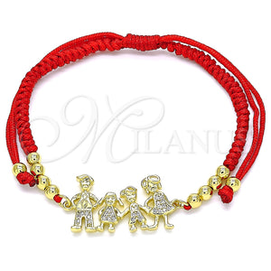 Pulsera Bolo Ajustable 03.299.0090.12 Oro Laminado, Diseño de Niñita Pequeña y Niñito Pequeño, con Blanca Micro Pave, Pulido, Tono Dorado (03 MM Thickness, 12 Inches Length)