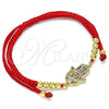 Pulsera Bolo Ajustable 03.299.0099.11 Oro Laminado, Diseño de Mano de Dios y Bola, con Multicolor Micro Pave, Pulido, Tono Dorado (03 MM Thickness, 11 Inches Length)