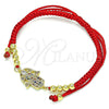 Pulsera Bolo Ajustable 03.299.0099.11 Oro Laminado, Diseño de Mano de Dios y Bola, con Multicolor Micro Pave, Pulido, Tono Dorado (03 MM Thickness, 11 Inches Length)