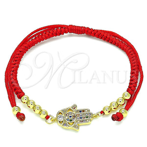 Pulsera Bolo Ajustable 03.299.0099.11 Oro Laminado, Diseño de Mano de Dios y Bola, con Multicolor Micro Pave, Pulido, Tono Dorado (03 MM Thickness, 11 Inches Length)