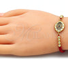 Pulsera Bolo Ajustable 03.299.0101.12 Oro Laminado, Diseño de Ojo Griego y Bola, con Multicolor Micro Pave, Pulido, Tono Dorado (03 MM Thickness, 12 Inches Length)