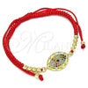Pulsera Bolo Ajustable 03.299.0101.12 Oro Laminado, Diseño de Ojo Griego y Bola, con Multicolor Micro Pave, Pulido, Tono Dorado (03 MM Thickness, 12 Inches Length)