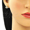 Arete Dormilona 02.210.0463.1 Oro Laminado, Diseño de Ojo Griego, con Blanca Zirconia Cubica and Multicolor Micro Pave, Pulido, Tono Dorado