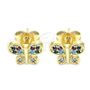 Arete Dormilona 02.210.0464.1 Oro Laminado, Diseño de Mariposa, con Multicolor Micro Pave, Pulido, Tono Dorado