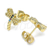 Arete Dormilona 02.210.0465.1 Oro Laminado, Diseño de Libélula, con Multicolor Micro Pave, Pulido, Tono Dorado