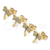 Arete Dormilona 02.210.0465.1 Oro Laminado, Diseño de Libélula, con Multicolor Micro Pave, Pulido, Tono Dorado