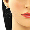 Arete Dormilona 02.210.0466 Oro Laminado, Diseño de Amor y Arco, con Blanca Micro Pave, Pulido, Tono Dorado