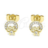 Arete Dormilona 02.210.0466 Oro Laminado, Diseño de Amor y Arco, con Blanca Micro Pave, Pulido, Tono Dorado