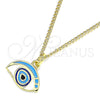 Collares con Dije 04.362.0015.20 Oro Laminado, Diseño de Ojo Griego, Esmaltado Multicolor, Tono Dorado (02 MM Thickness, 20 Inches Length)