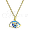 Collares con Dije 04.362.0015.20 Oro Laminado, Diseño de Ojo Griego, Esmaltado Multicolor, Tono Dorado (02 MM Thickness, 20 Inches Length)