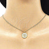 Collares con Dije 04.362.0016.20 Oro Laminado, Diseño de Ojo Griego, con Blanca Micro Pave, Pulido, Tono Dorado (02 MM Thickness, 20 Inches Length)