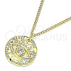 Collares con Dije 04.362.0016.20 Oro Laminado, Diseño de Ojo Griego, con Blanca Micro Pave, Pulido, Tono Dorado (02 MM Thickness, 20 Inches Length)