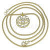 Collares con Dije 04.362.0016.20 Oro Laminado, Diseño de Ojo Griego, con Blanca Micro Pave, Pulido, Tono Dorado (02 MM Thickness, 20 Inches Length)