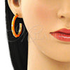 Arete Dormilona 02.362.0005 Oro Laminado, Diseño de Estrella, con Blanca Zirconia Cubica, Esmaltado Naranja, Tono Dorado