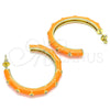 Arete Dormilona 02.362.0005 Oro Laminado, Diseño de Estrella, con Blanca Zirconia Cubica, Esmaltado Naranja, Tono Dorado