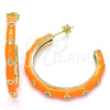 Arete Dormilona 02.362.0005 Oro Laminado, Diseño de Estrella, con Blanca Zirconia Cubica, Esmaltado Naranja, Tono Dorado