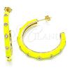 Arete Dormilona 02.362.0005.1 Oro Laminado, Diseño de Estrella, con Blanca Zirconia Cubica, Esmaltado Amarillo, Tono Dorado
