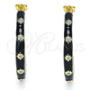 Arete Dormilona 02.362.0005.5 Oro Laminado, Diseño de Estrella, con Blanca Zirconia Cubica, Esmaltado Negro, Tono Dorado