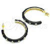 Arete Dormilona 02.362.0005.5 Oro Laminado, Diseño de Estrella, con Blanca Zirconia Cubica, Esmaltado Negro, Tono Dorado