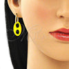 Argolla Huggie 02.362.0006.12 Oro Laminado, Diseño de Puff Mariner, Esmaltado Amarillo, Tono Dorado