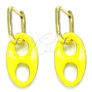 Argolla Huggie 02.362.0006.12 Oro Laminado, Diseño de Puff Mariner, Esmaltado Amarillo, Tono Dorado