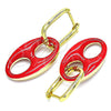 Argolla Huggie 02.362.0006.1.12 Oro Laminado, Diseño de Puff Mariner, Esmaltado Rojo, Tono Dorado