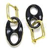 Argolla Huggie 02.362.0006.3.12 Oro Laminado, Diseño de Puff Mariner, Esmaltado Negro, Tono Dorado