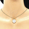 Collares con Dije 04.362.0032.20 Oro Laminado, Diseño de Ojo Griego y Estrella, con Blanca Micro Pave, Esmaltado Blanco, Tono Dorado (02 MM Thickness, 20 Inches Length)