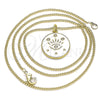 Collares con Dije 04.362.0032.20 Oro Laminado, Diseño de Ojo Griego y Estrella, con Blanca Micro Pave, Esmaltado Blanco, Tono Dorado (02 MM Thickness, 20 Inches Length)
