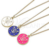 Collares con Dije 04.362.0032.20 Oro Laminado, Diseño de Ojo Griego y Estrella, con Blanca Micro Pave, Esmaltado Blanco, Tono Dorado (02 MM Thickness, 20 Inches Length)