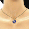 Collares con Dije 04.362.0032.1.20 Oro Laminado, Diseño de Ojo Griego y Estrella, con Blanca Micro Pave, Esmaltado Azul, Tono Dorado (02 MM Thickness, 20 Inches Length)