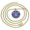 Collares con Dije 04.362.0032.1.20 Oro Laminado, Diseño de Ojo Griego y Estrella, con Blanca Micro Pave, Esmaltado Azul, Tono Dorado (02 MM Thickness, 20 Inches Length)