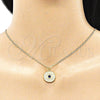Collares con Dije 04.362.0033.20 Oro Laminado, Diseño de Ojo Griego, con Zafiro Azul Zirconia Cubica, Pulido, Tono Dorado (02 MM Thickness, 20 Inches Length)