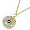 Collares con Dije 04.362.0033.20 Oro Laminado, Diseño de Ojo Griego, con Zafiro Azul Zirconia Cubica, Pulido, Tono Dorado (02 MM Thickness, 20 Inches Length)