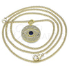 Collares con Dije 04.362.0033.20 Oro Laminado, Diseño de Ojo Griego, con Zafiro Azul Zirconia Cubica, Pulido, Tono Dorado (02 MM Thickness, 20 Inches Length)