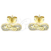 Arete Dormilona 02.342.0108 Oro Laminado, Diseño de Infinito, con Blanca Micro Pave, Pulido, Tono Dorado